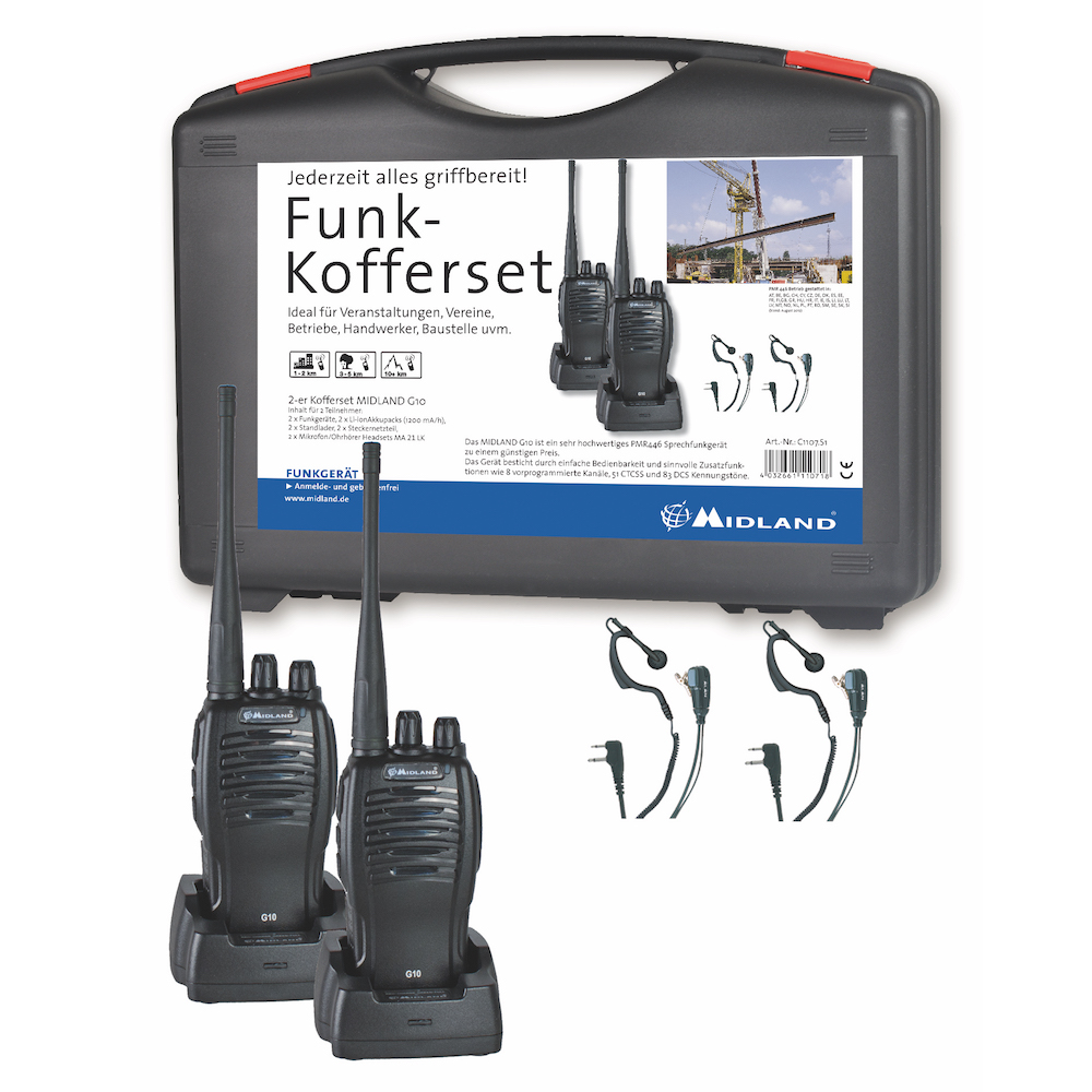Midland G10 Pro PMR 2er Handwerker-Kofferset   X