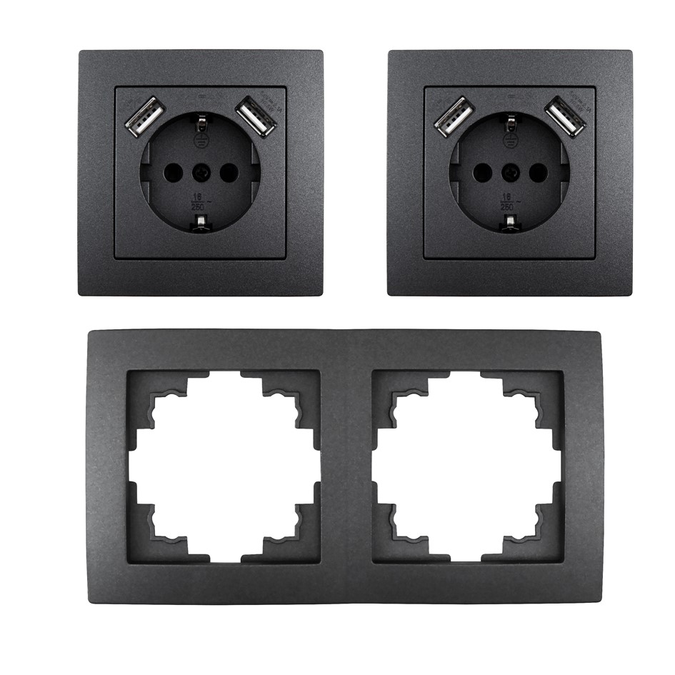 Doppelsteckdosen mit USB-Stecker Set McPower  - Bild 1