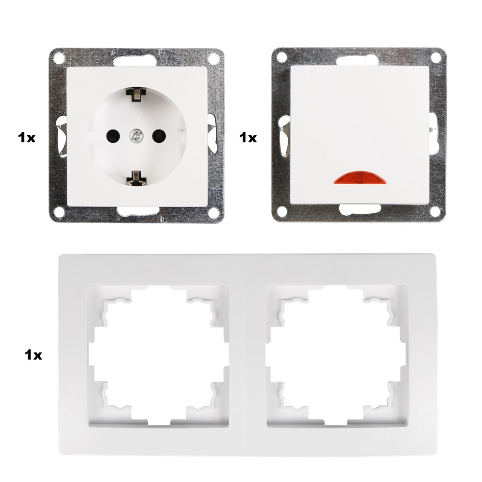 Steckdose + Schalter mit Orientierungsleucht Set McPower - Bild 1