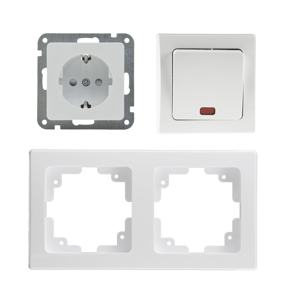 DELPHI Set Steckdose + Kontrollschalter mit Lämpchen X