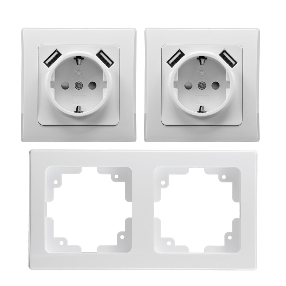 DELPHI Set Steckdosen mit 2x USB-Stecker