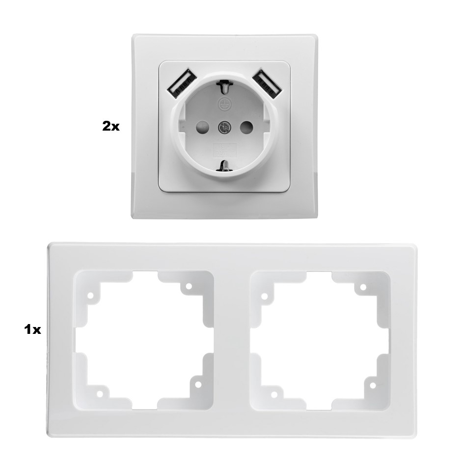 DELPHI Set Steckdosen mit 2x USB-Stecker - Bild 1