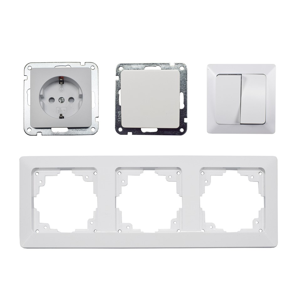 Milos Steckdose +Serienschalter +Wechselschalter Set X