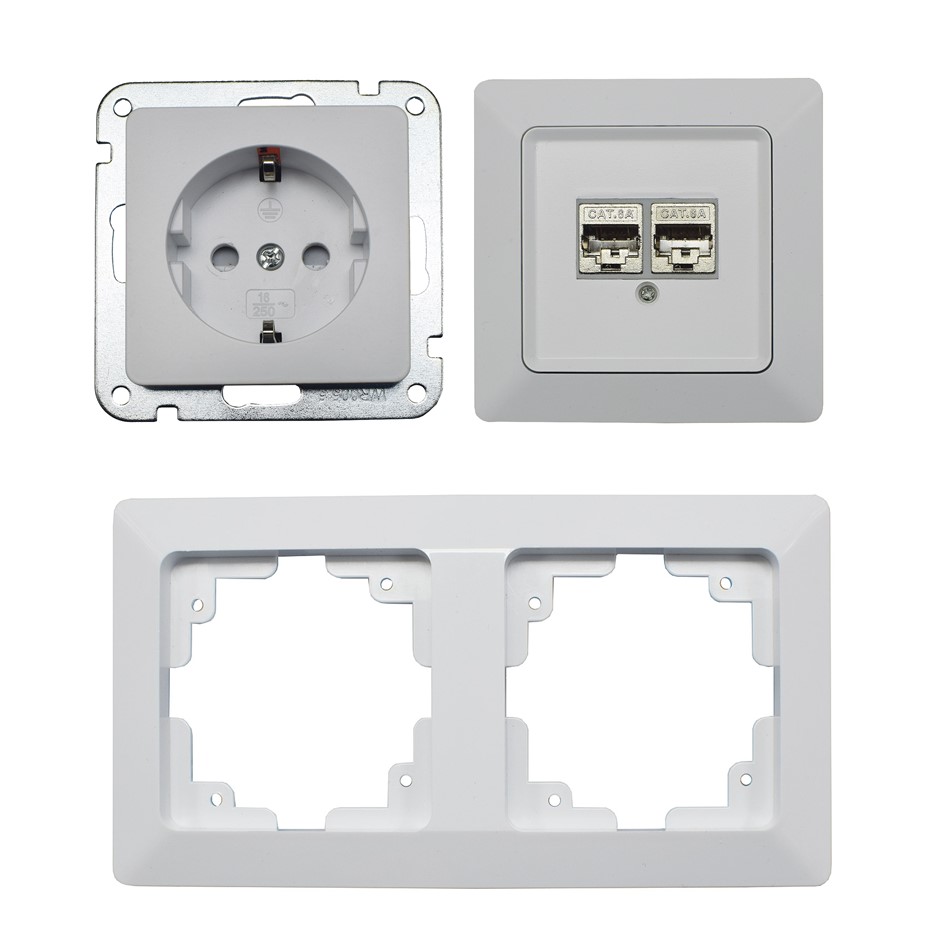 Milos Steckdose +Netzwerkdose Set X