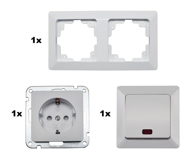 Milos Steckdose +Kontrollschalter mit Lämpchen Set  - Bild 1