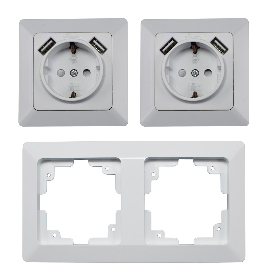 Milos Steckdosen mit 2x USB Set 