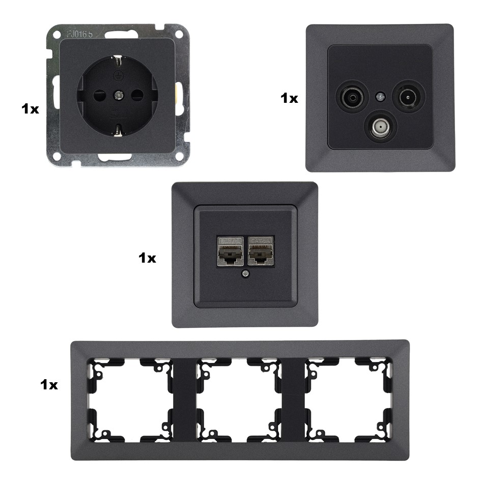 Steckdose + Antennendose + Netzwerkdose - Bild 1