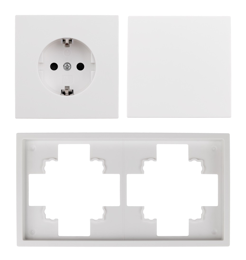 Schalter und Steckdosen Set McPower Shallow "Tür 2-fach Profi" WS - Bild 1