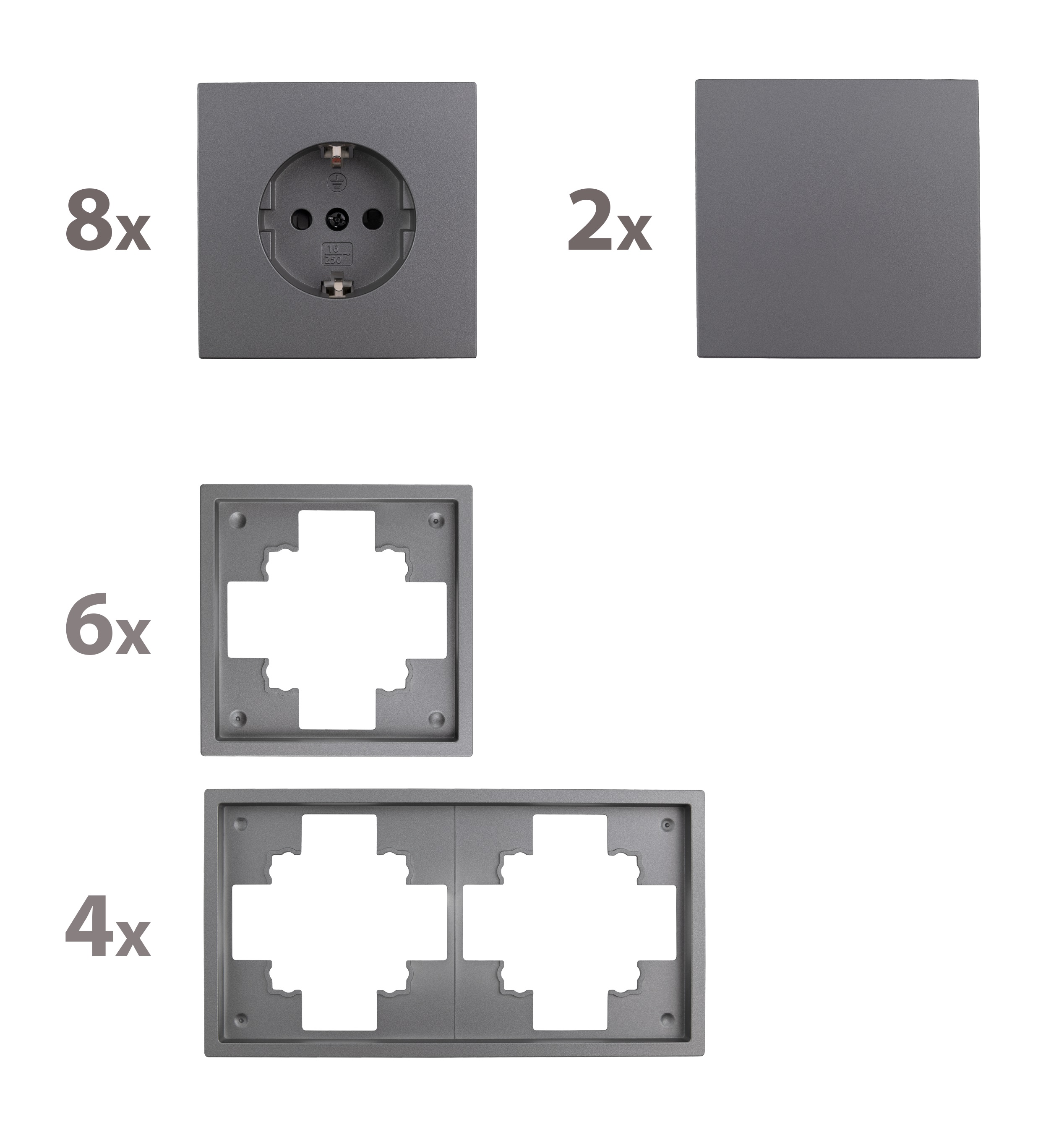 Schalter und Steckdosen Set McPower Shallow "Standard" AN - Bild 2