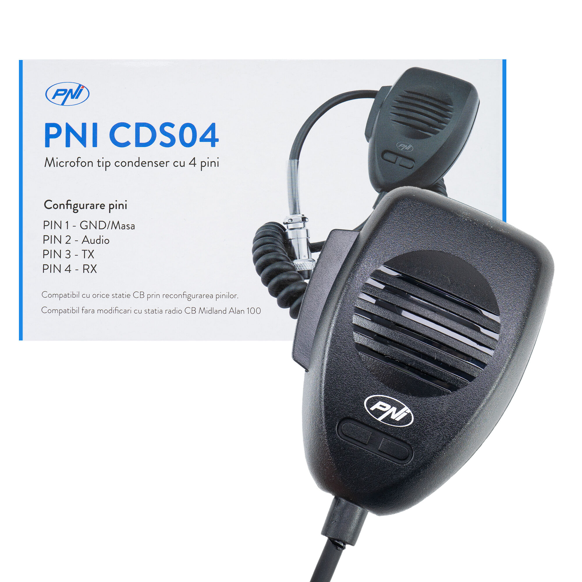 PNI CDS04 4-poliges Kondensatormikrofon für CB-Funkgeräte
