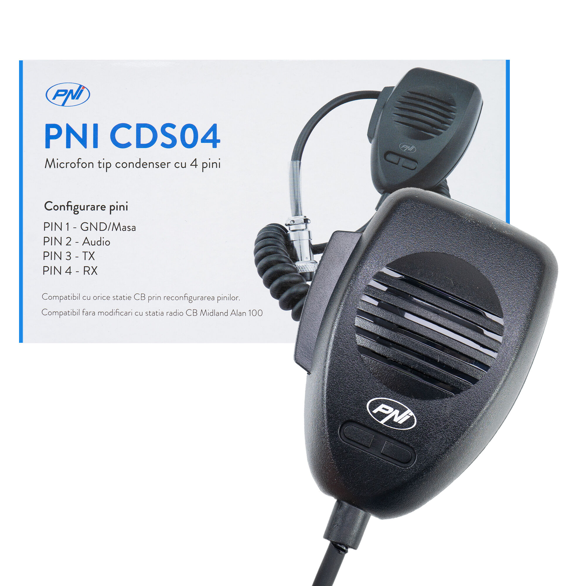 PNI CDS04 4-poliges Kondensatormikrofon für CB-Funkgeräte X