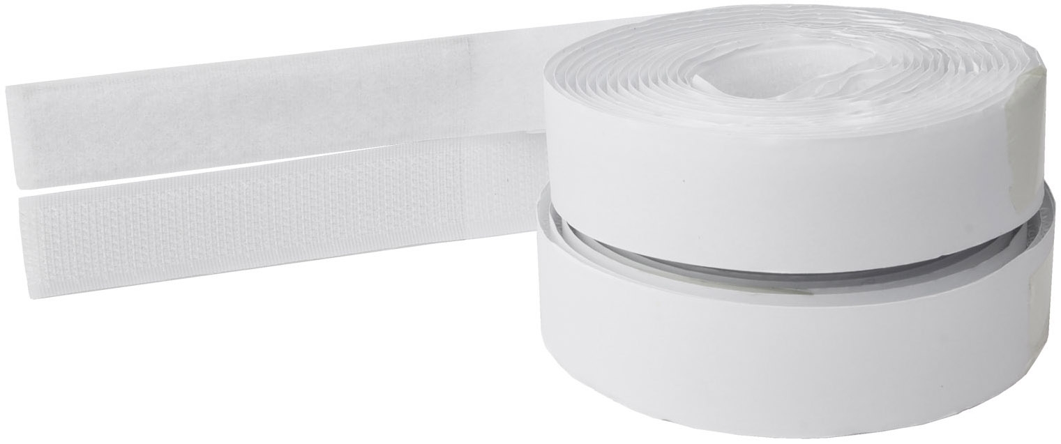 Klettband 3m auf Rolle, selbstklebend 2-lagig, 300x2cm, weiß 