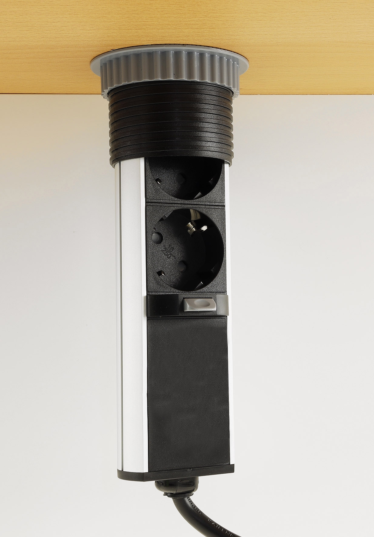 Schreibtisch-Einbausteckdose 2x + 2xUSB versenkbar, Edelstahl, rund Mini  - Bild 4