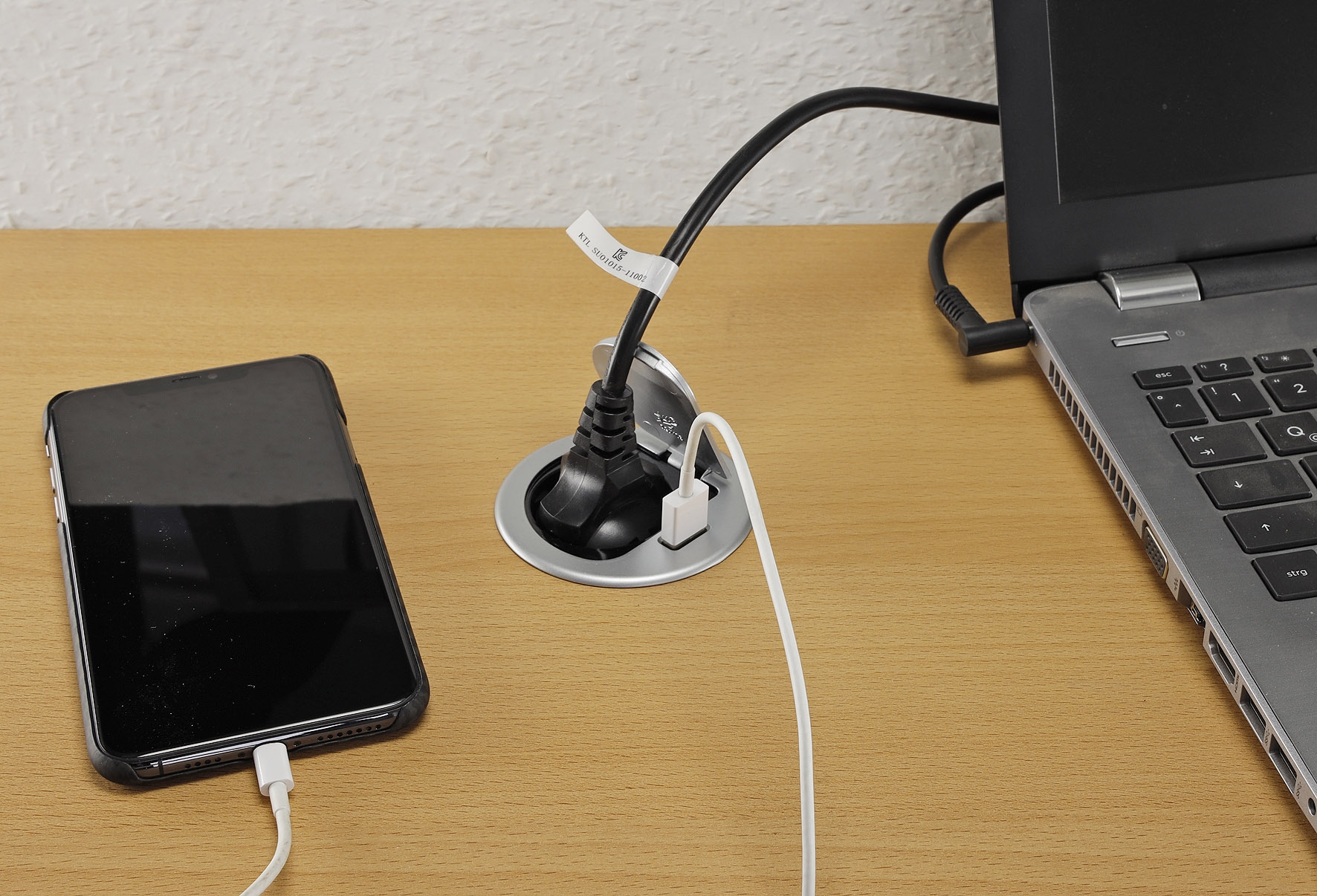 Schreibtisch-Einbausteckdose + USB versenkbar, USB 2,4A  - Bild 1