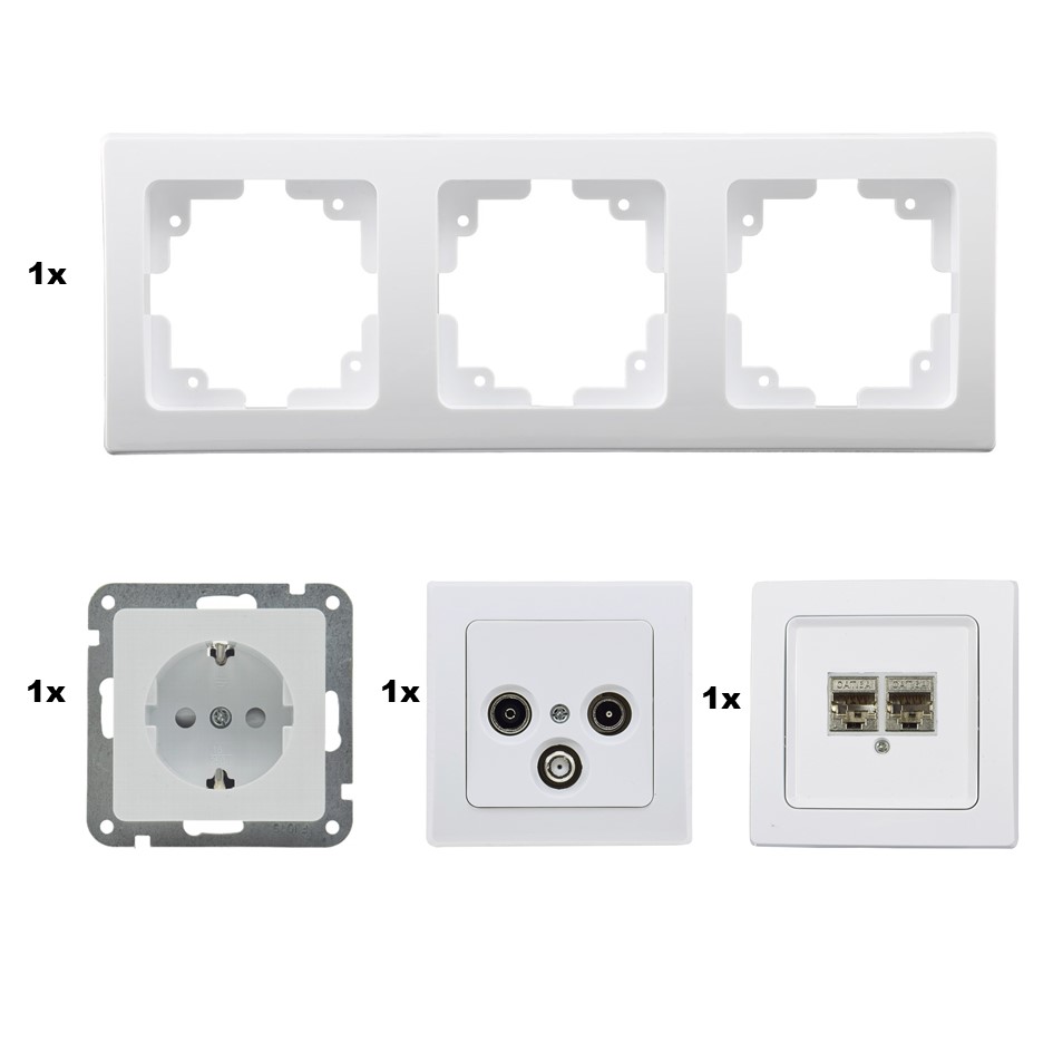 DELPHI Steckdosen Set 3 fach weiß DelphiSet15WE X