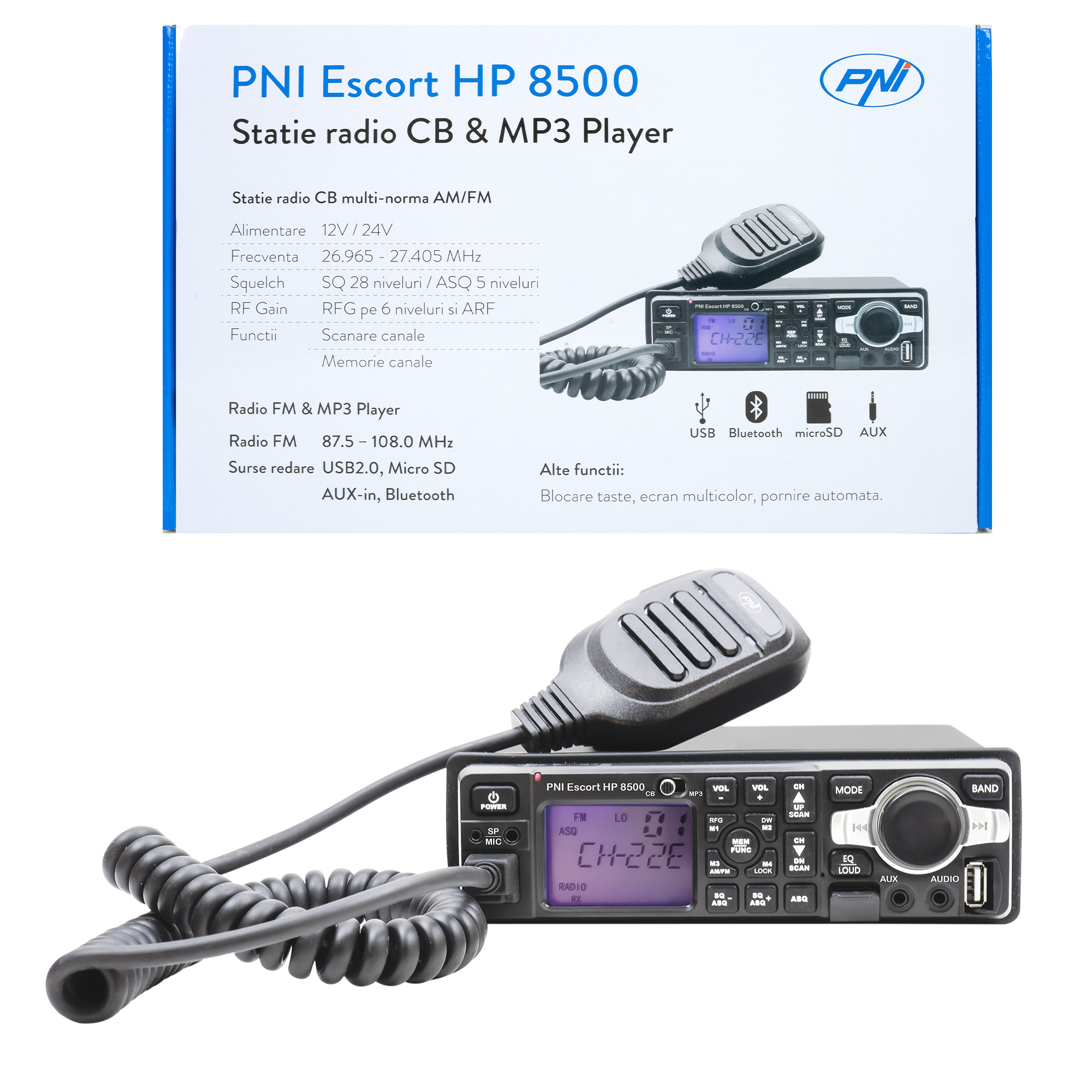 CB PNI 8500 CB-Funkgerät mit UKW Empfang BT / USB & SD-Karte X - Bild 1