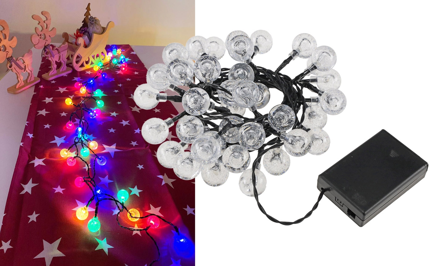 LED Batterie-Lichterkette "BubbleBall" 40 Kugeln 