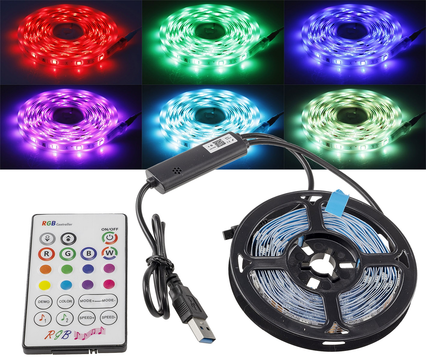 RGB LED-Stripe Set 3,5m + MiniController 