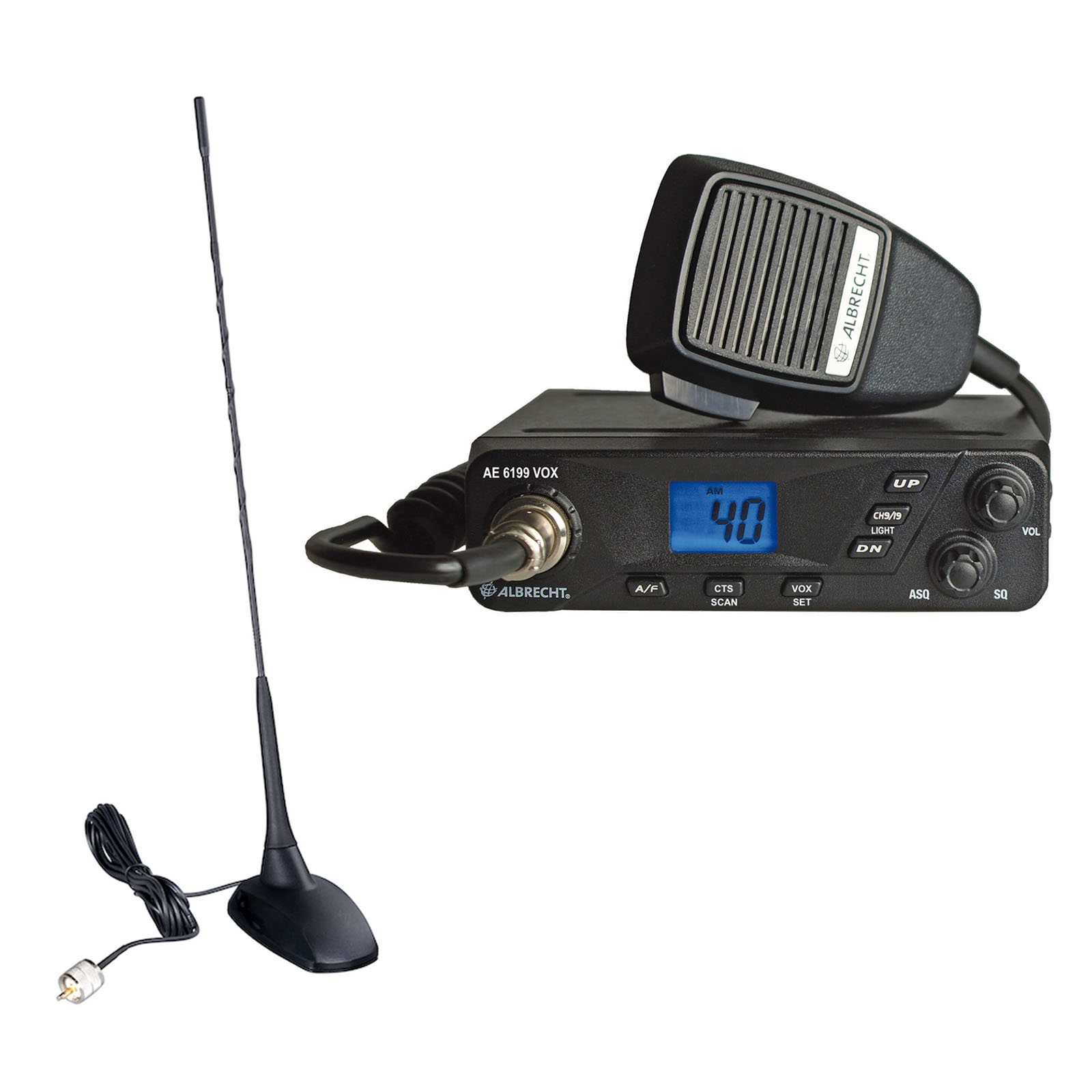 SET Albrecht AE 6199 VOX, 12V + CBM-516 Magnetantenne X