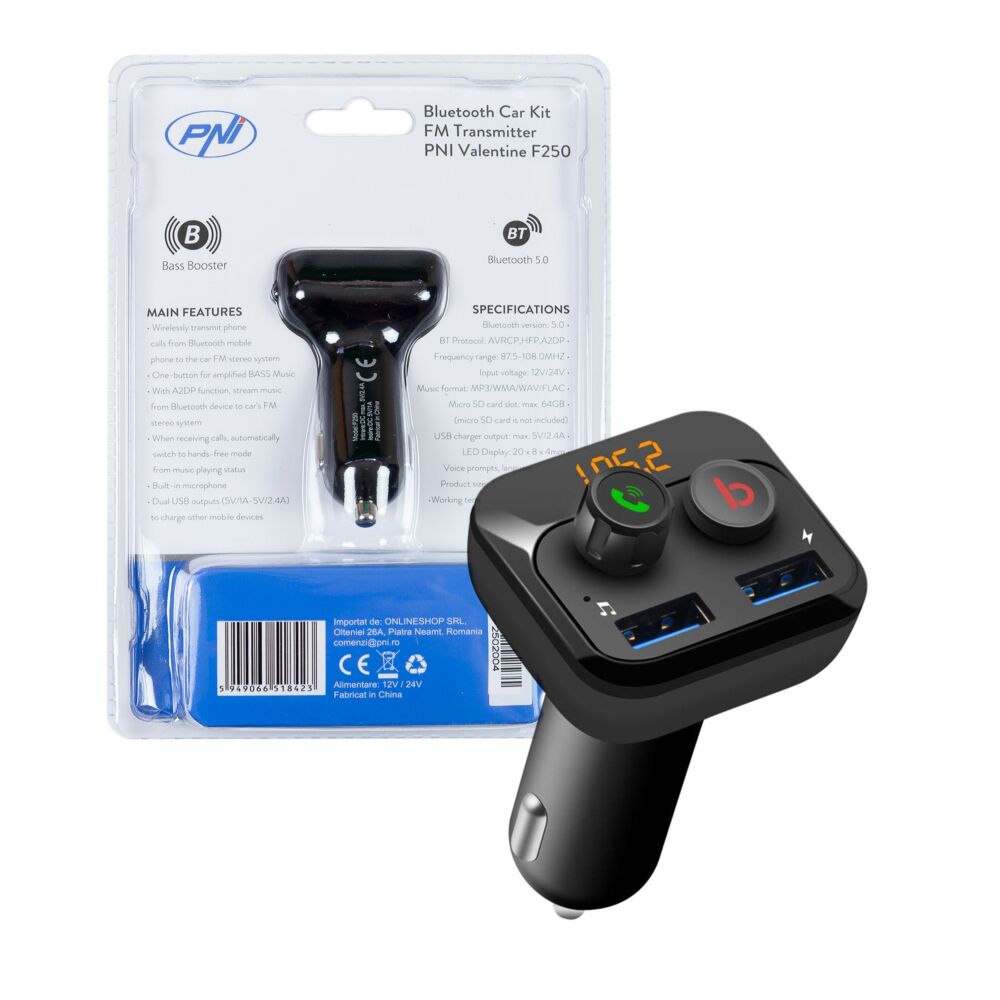 FM-Modulator PNI Valentine F250 Bluetooth 5.0, MP3-Player, FM-Sender, Micro-SD-Steckplatz, - Bild 3