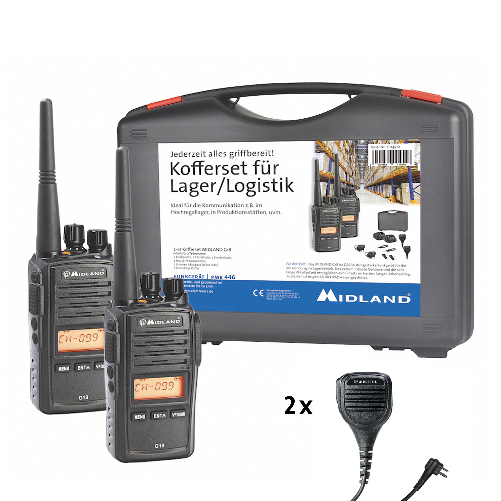 Midland G18 Pro PMR 2er Security-Kofferset   X
