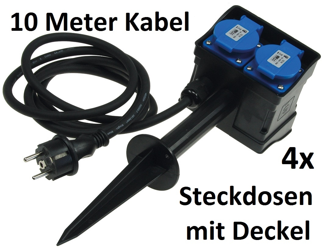 Gartensteckdose mit Erdspieß, 4-fach X - Bild 2