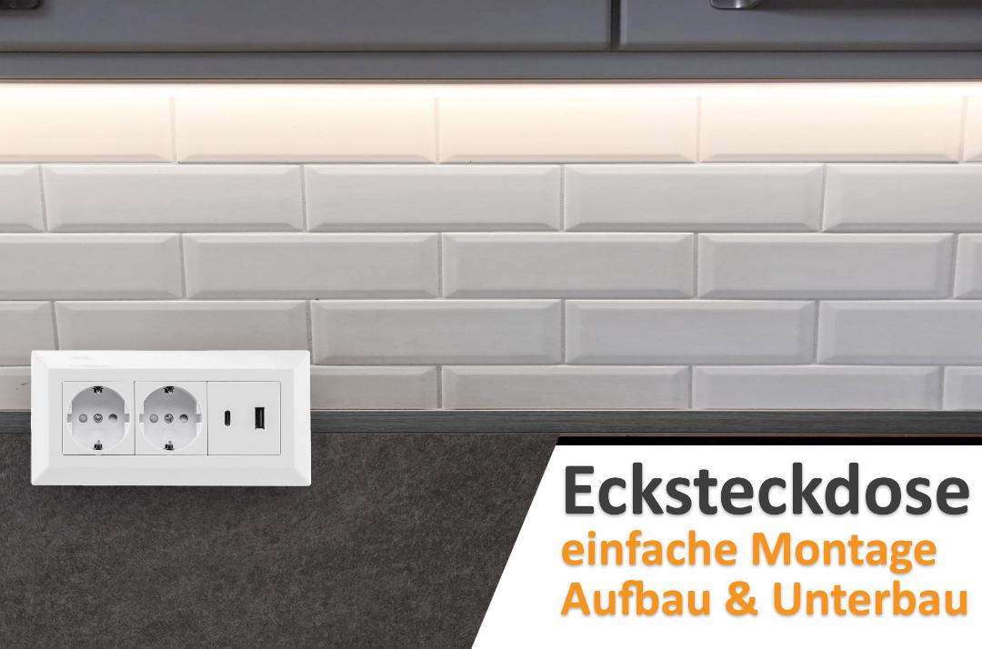 2-fach Steckdosenblock, USB-A+C, weiß mit 1,5m Kabel - Bild 4