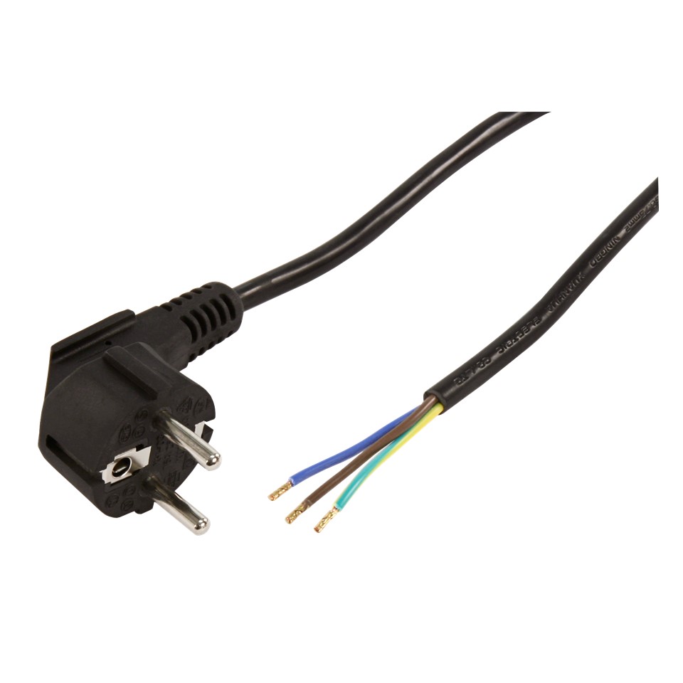 Schutzkontakt Netzkabel McPower mit blanken Enden, 3x 0,75mm², 5m, schwarz X