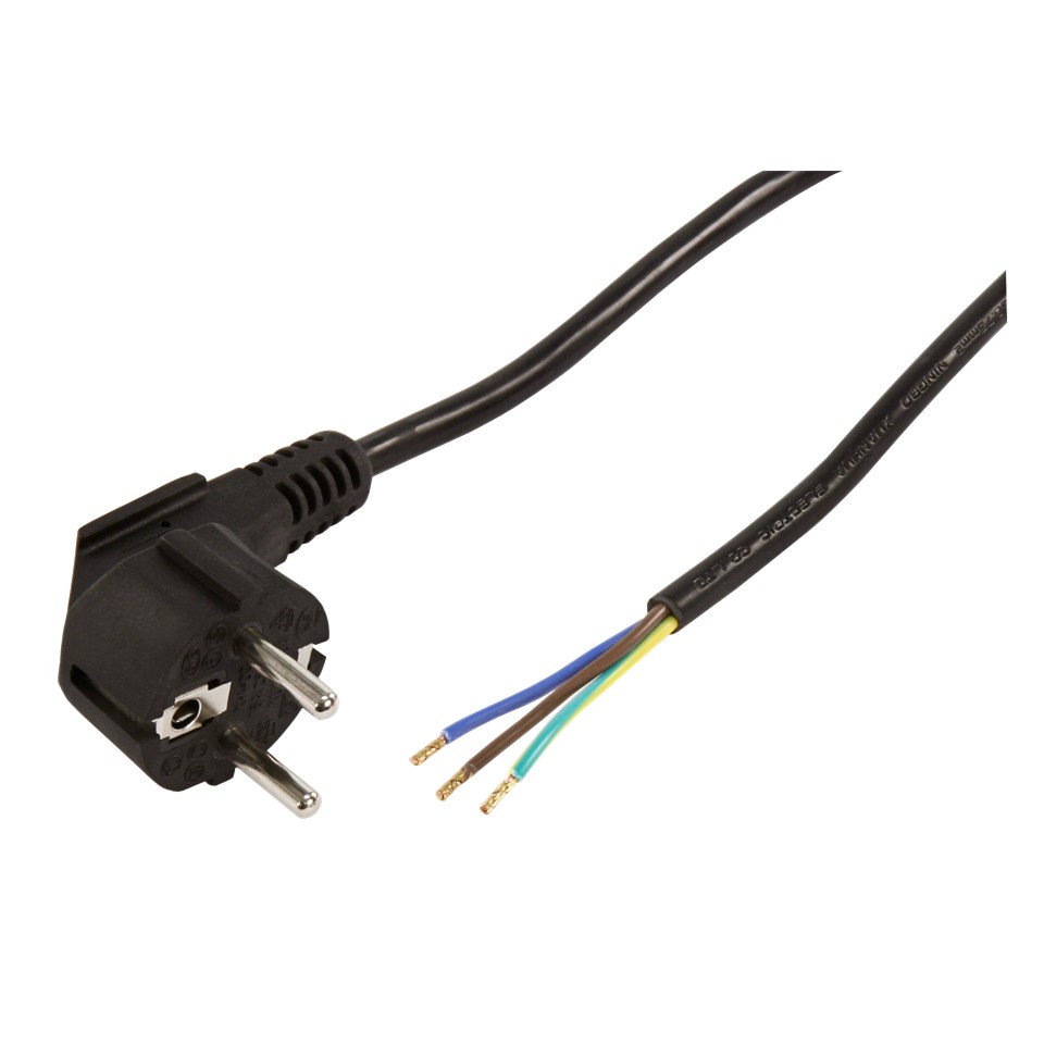 Schutzkontakt Netzkabel McPower mit blanken Enden, 3x 0,75mm², 5m, schwarz