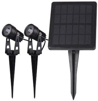 Gartenstrahler Set Solar mit 2 Spots Solarzelle