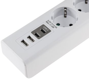 Steckdosenleiste mit Ladebuchsen für USB USB-A /USB-C - Bild 1