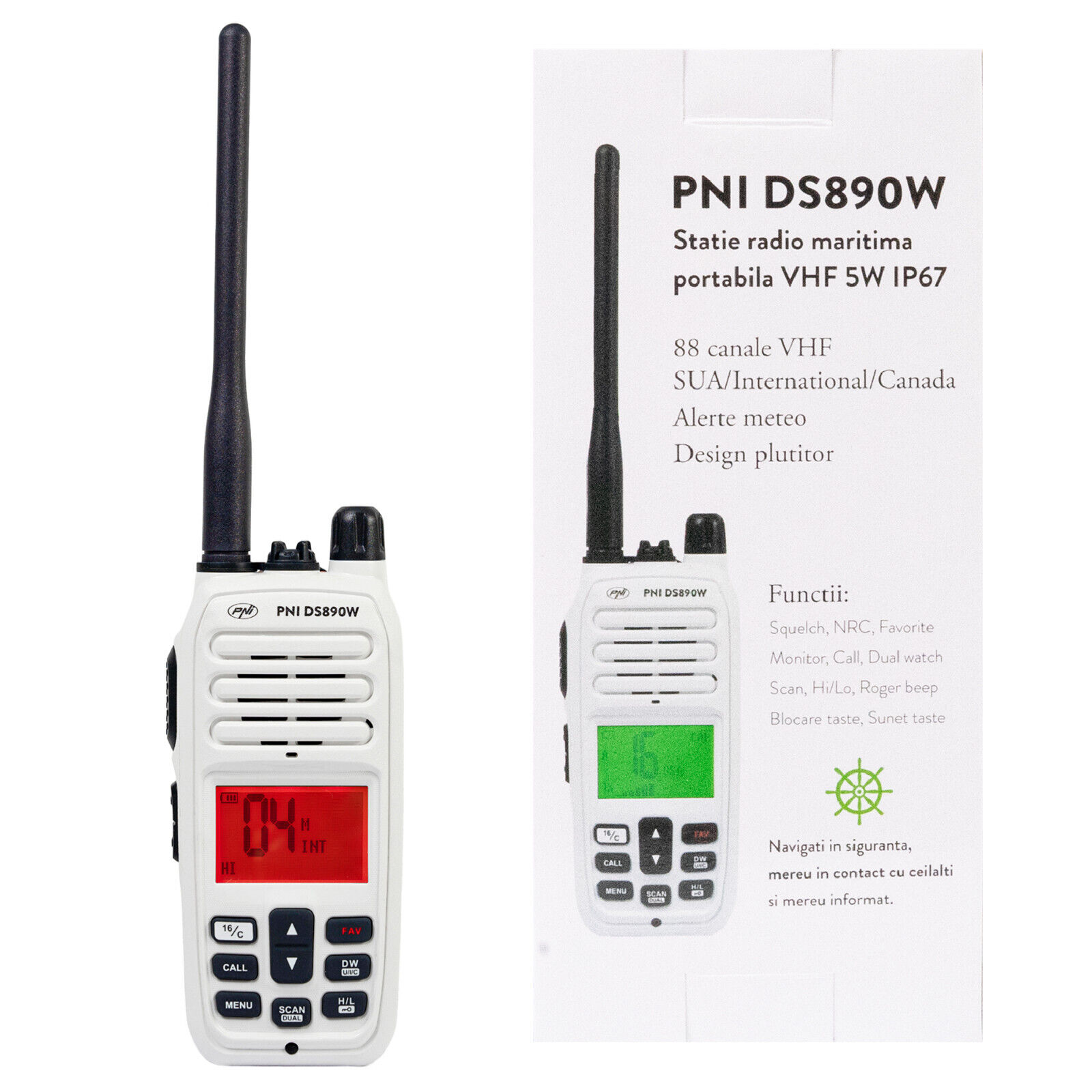 Tragbarer Seefunksender PNI DS890W, 88 Kanäle, 10 Wetterkanäle X