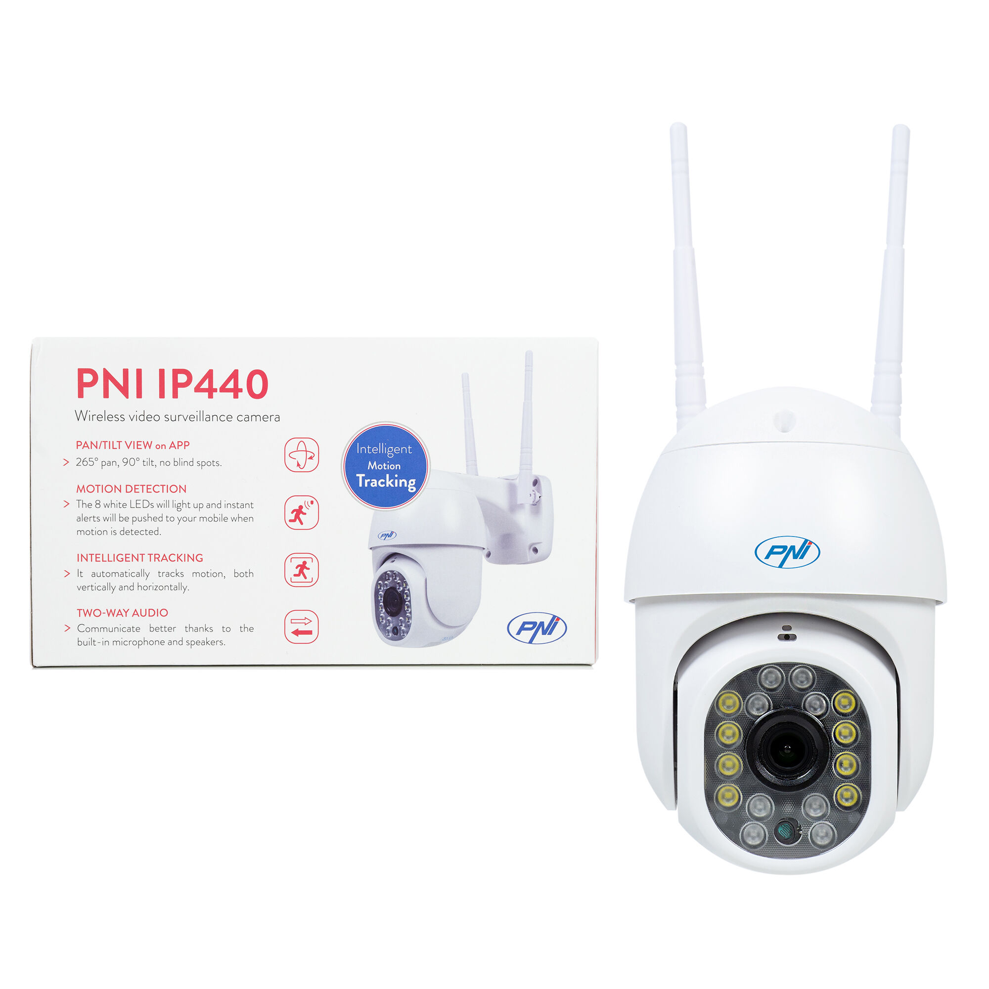 PNI IP440 WiFi PTZ kabellose Videoüberwachungskamera, 4 MP, Digitalzoom