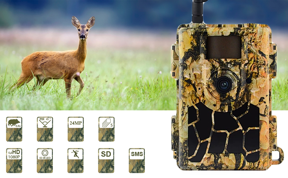PNI Hunting 480C PRO 2 Wildkamera 4MP, 4G Internet, GPS, Blickwinkel 60° X - Bild 2