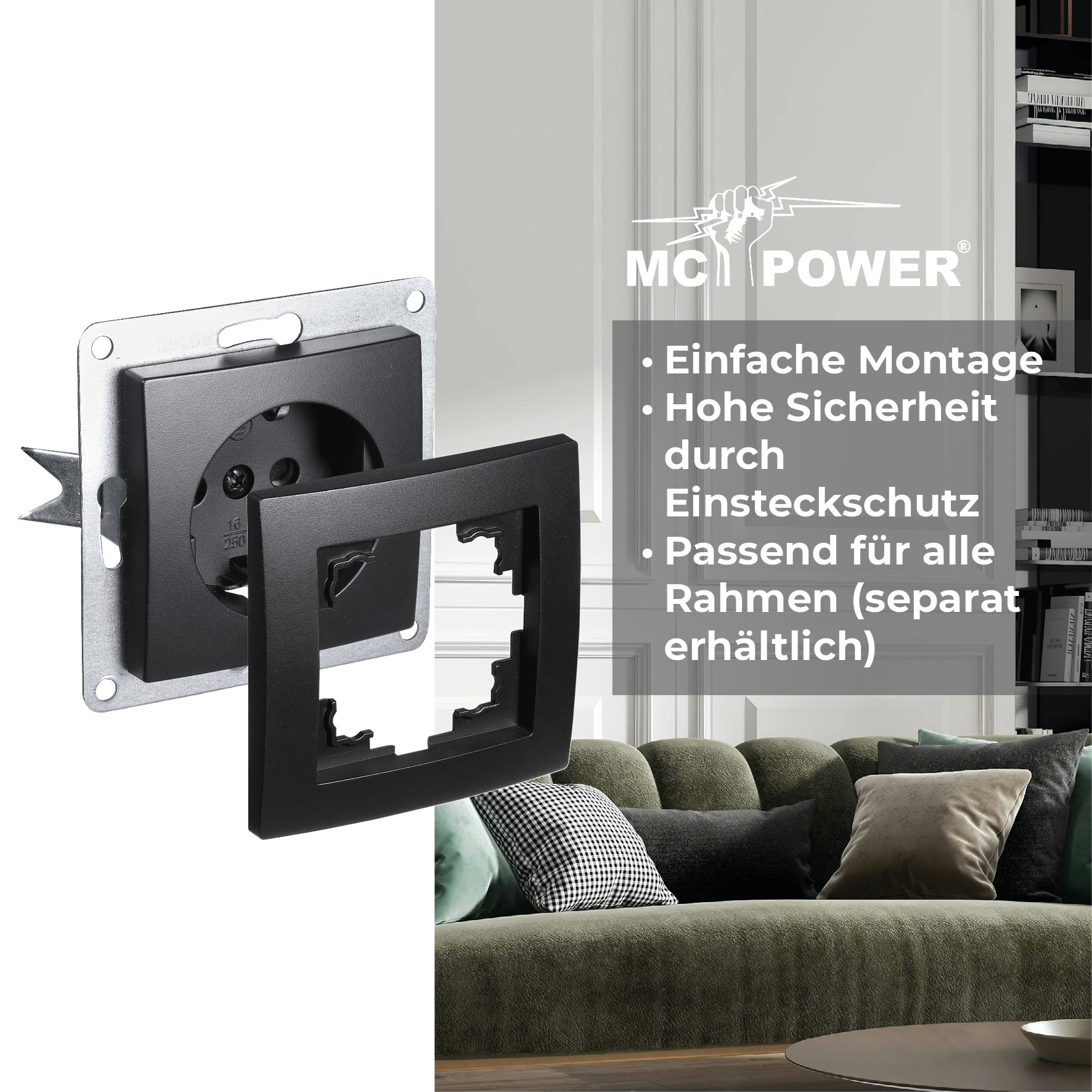 Schutzkontakt-Steckdose McPower "Flair", SW - Bild 3