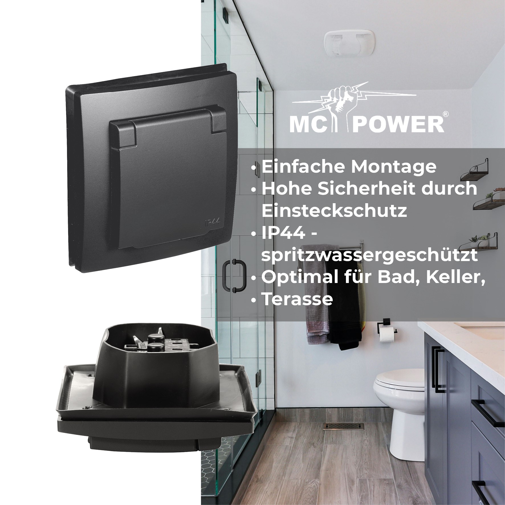 Schutzkontakt-Steckdose McPower "Flair", SW - Bild 3