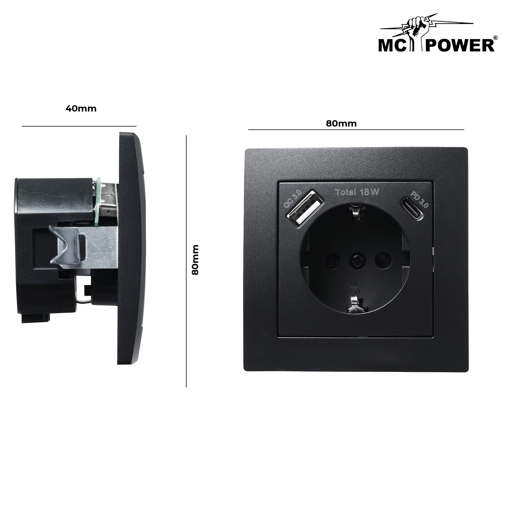 Schutzkontakt-Steckdose McPower "Flair", SW - Bild 2