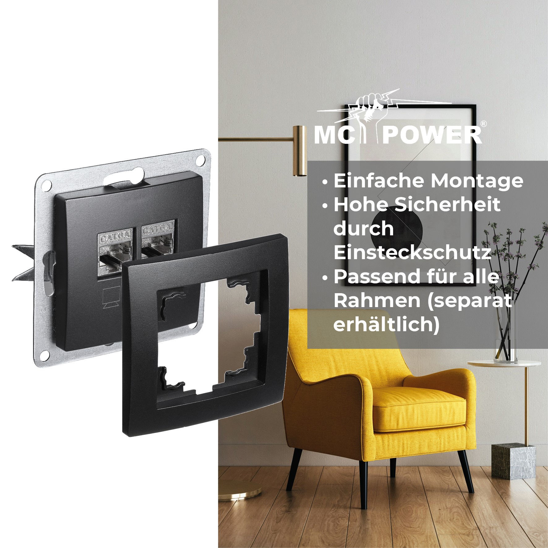 Netzwerk-Dose McPower "Flair", SW - Bild 3