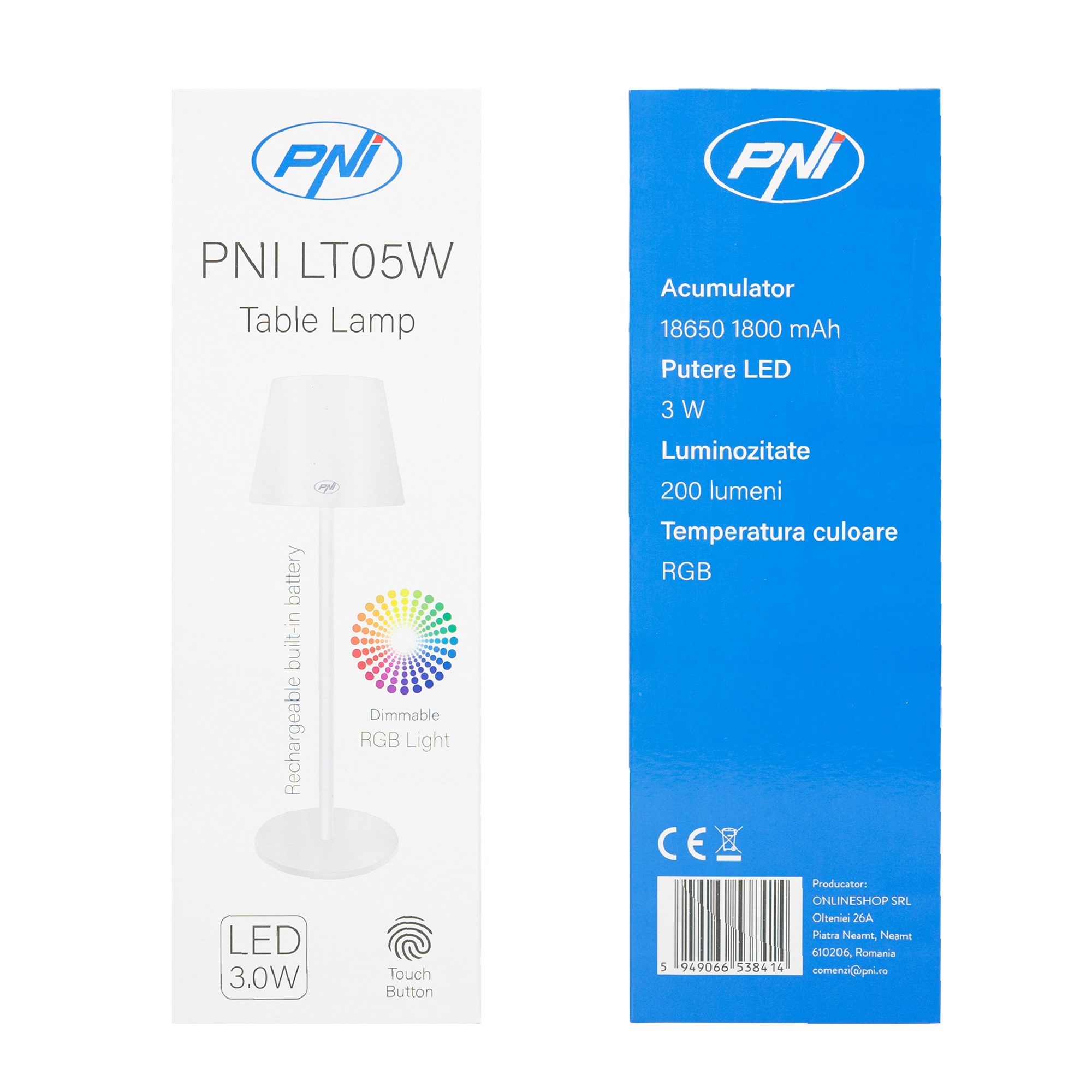 LT05W Tischleuchte Touch weiß 3W Licht weiß+RGB 1800 mAh USB-C 200 Lumen dimmbar X - Bild 4