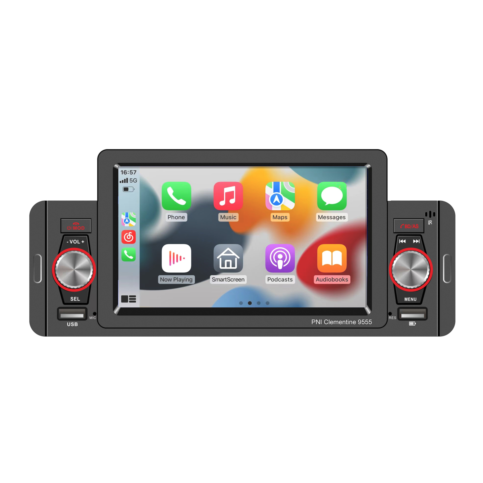 Car MP5 player PNI Clementine 9555 1DIN display 5 inch 4 x 50W, Bluetooth, FM radio, Carplay, RDS function X