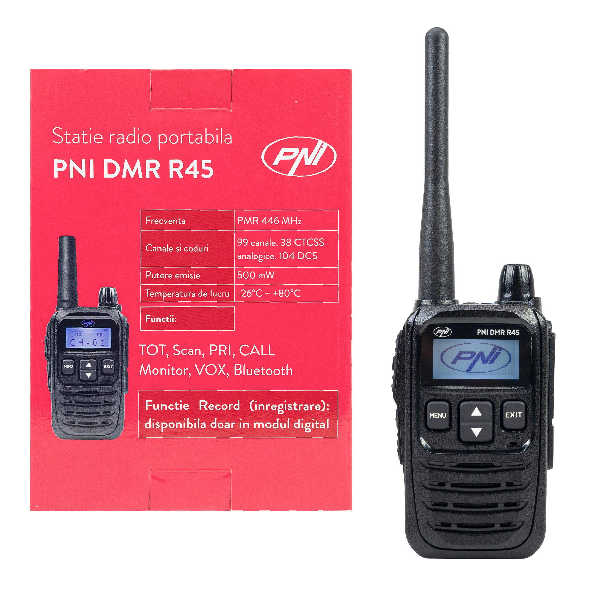 PNI DMR R45 Tragbarer Radiosender PNI DMR R45, digital und analog, 446 MHz, 16 digitale Kanäle und analoge Kanäle X - Bild 2
