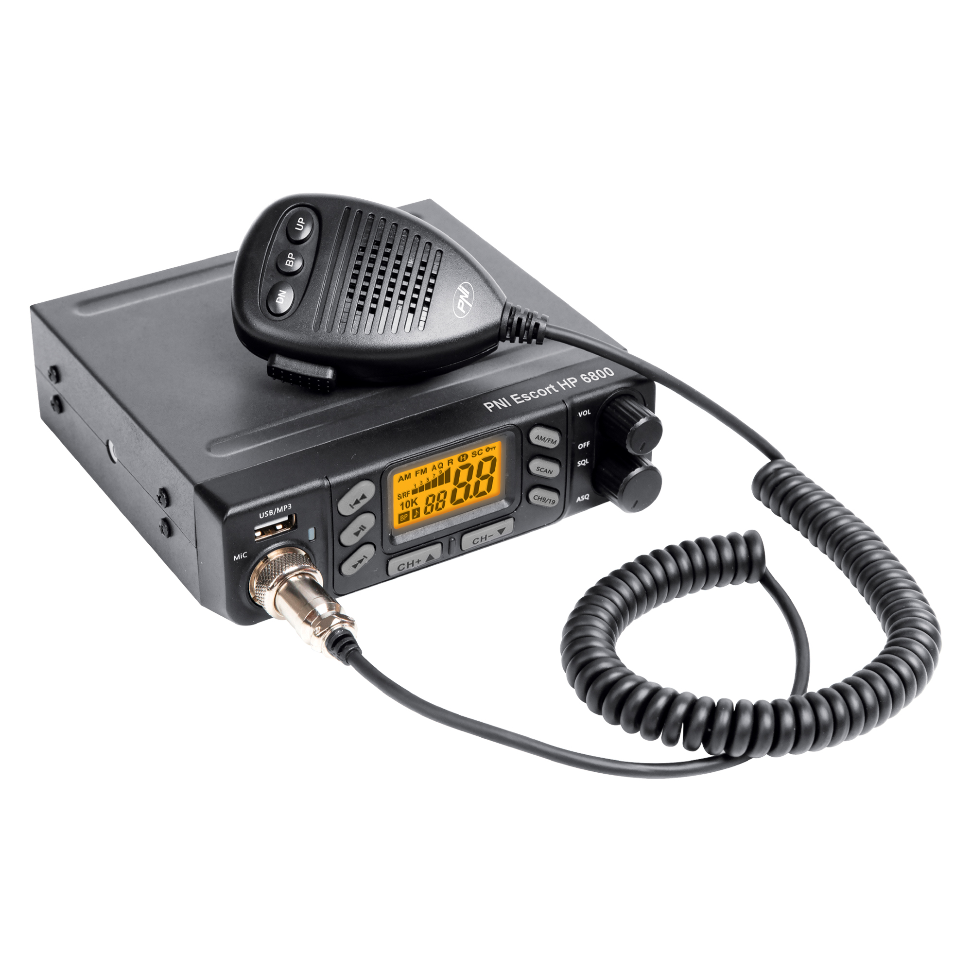 CB PNI Escort HP 6800 ASQ, 12/24 V, MP3-Player, USB-Stecker, 4 W, AM-FM, X