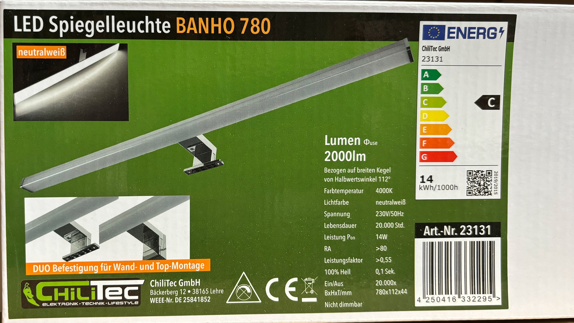 LED Spiegelleuchte "Banho 780" 230V,14W, 2000lm, 78cm, Neutralweiß X - Bild 8