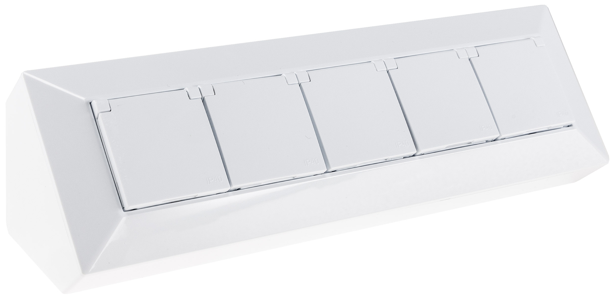 5-fach Steckdosenblock, weiß 250V~/ 16A, Aufbaumontage mit Klappen X - Bild 1