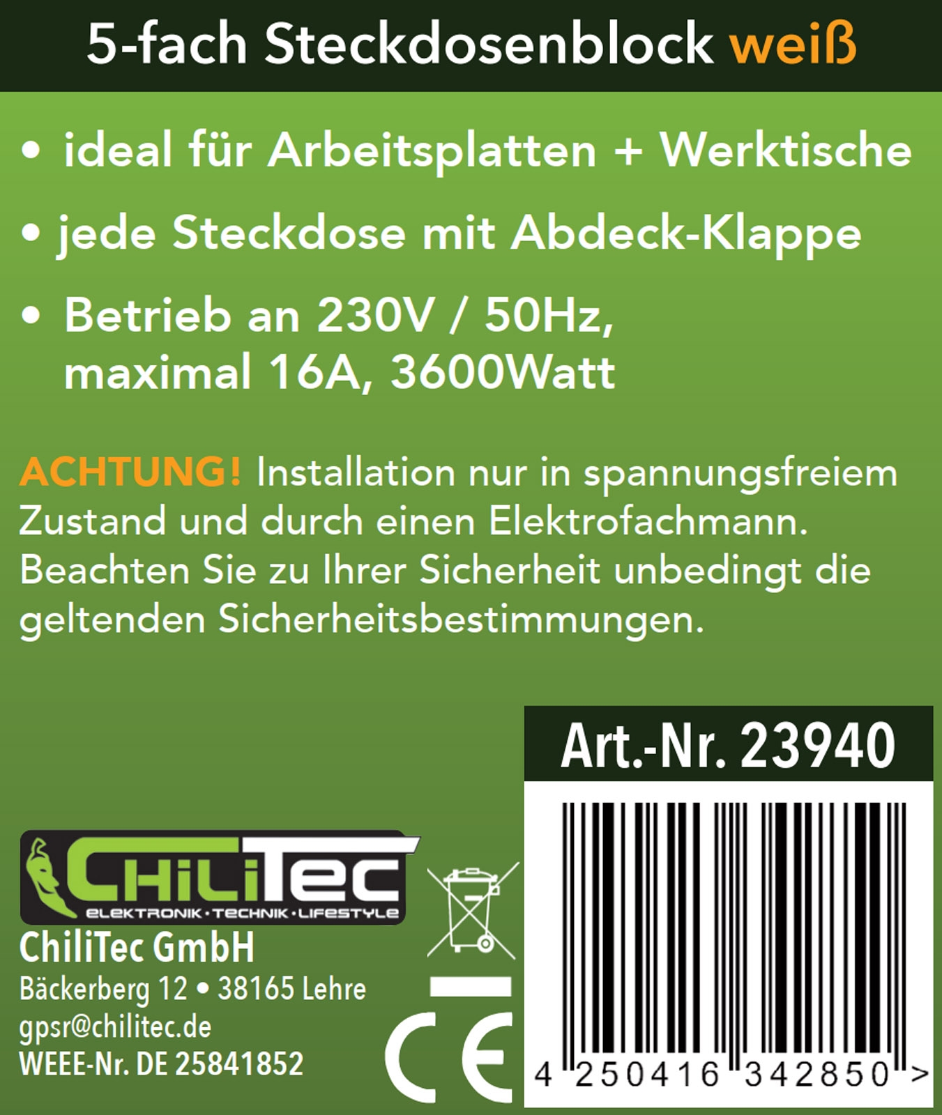 5-fach Steckdosenblock, weiß 250V~/ 16A, Aufbaumontage mit Klappen X - Bild 5