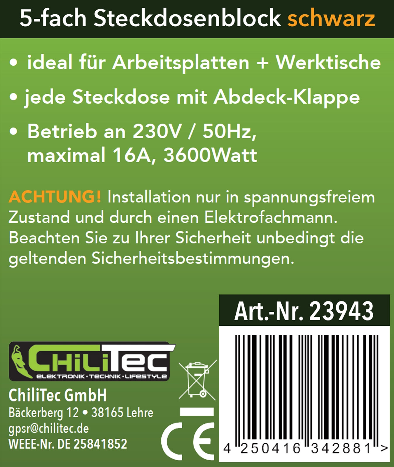 5-fach Steckdosenblock, schwarz 250V~/ 16A, Aufbaumontage mit Klappen X - Bild 5