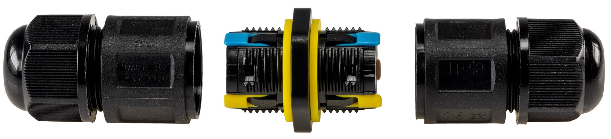Kabelverbinder 3-polig, IP68, 450V/24A Klemmanschluss, für Kabel Ø 6-11mm X - Bild 1