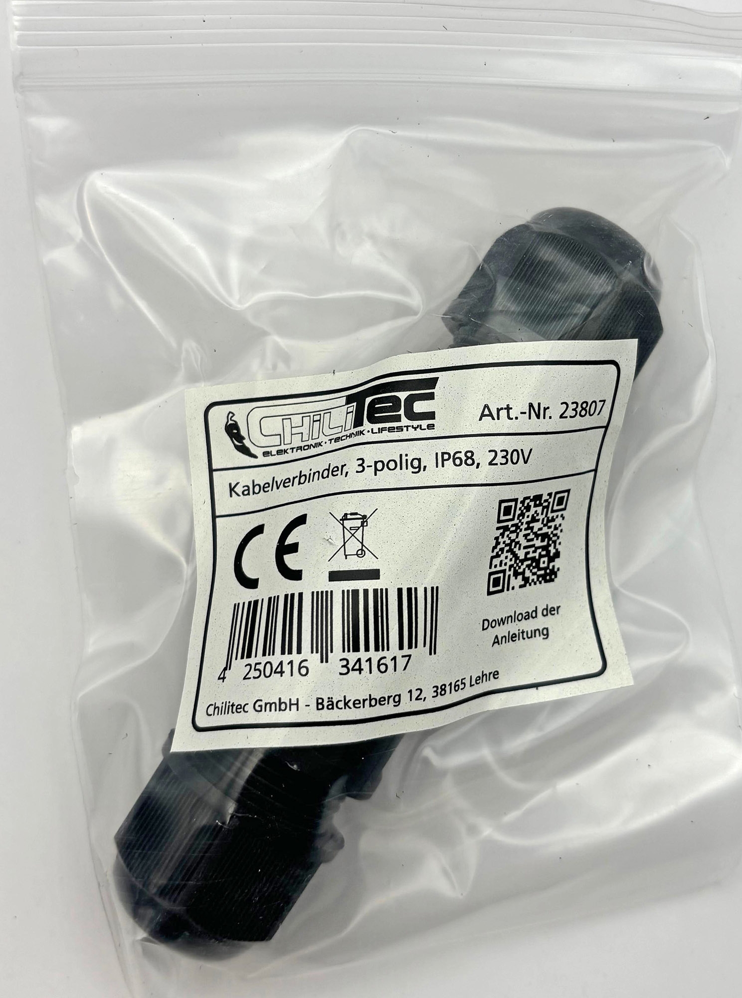 Kabelverbinder 3-polig, IP68, 450V/24A Klemmanschluss, für Kabel Ø 6-11mm X - Bild 5