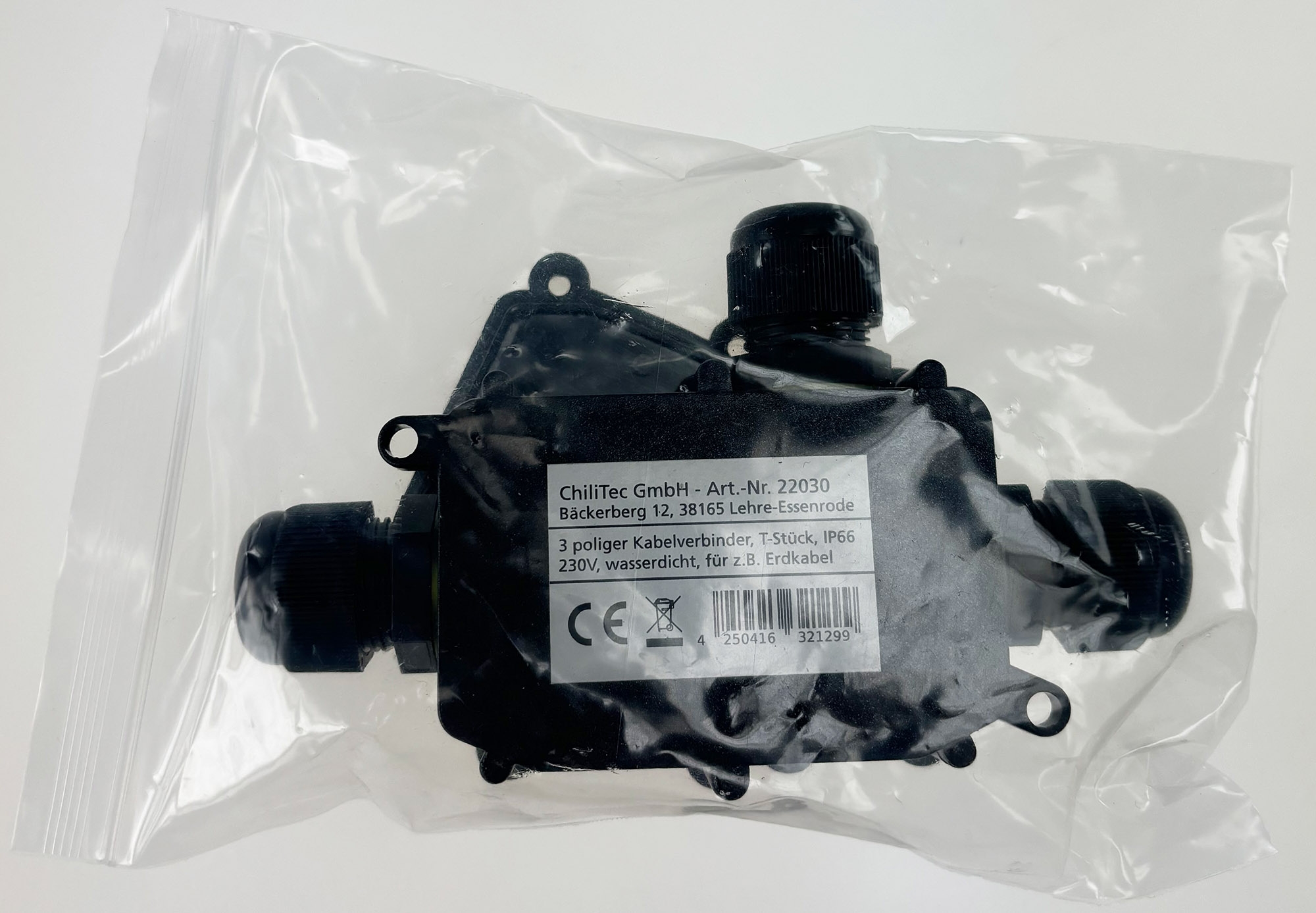 Kabelverbinderbox, 3 Anschlüsse,450V/24V IP68, Ø 6-11mm für Erdkabel, wasserdicht X - Bild 2