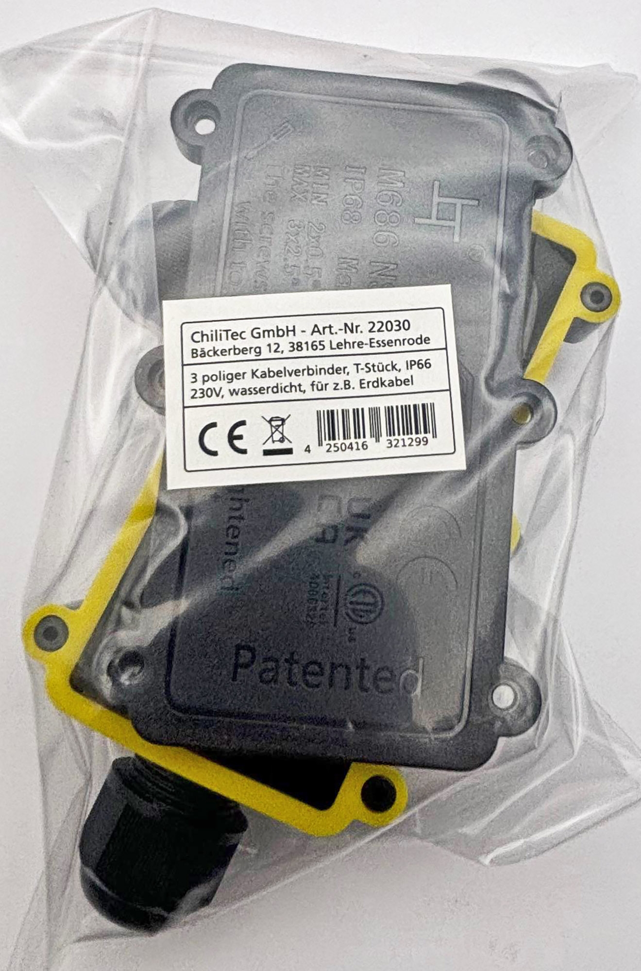 Kabelverbinderbox, 3 Anschlüsse,450V/24V IP68, Ø 6-11mm für Erdkabel, wasserdicht X - Bild 3